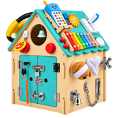 Montessori Busy House - Blue & Wood