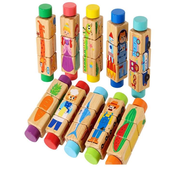 Montessori Baby Buildind Blocks - Transforming Cubes